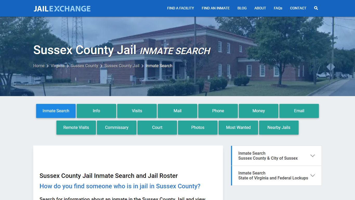 Inmate Search: Roster & Mugshots - Sussex County Jail, VA - Jail Exchange